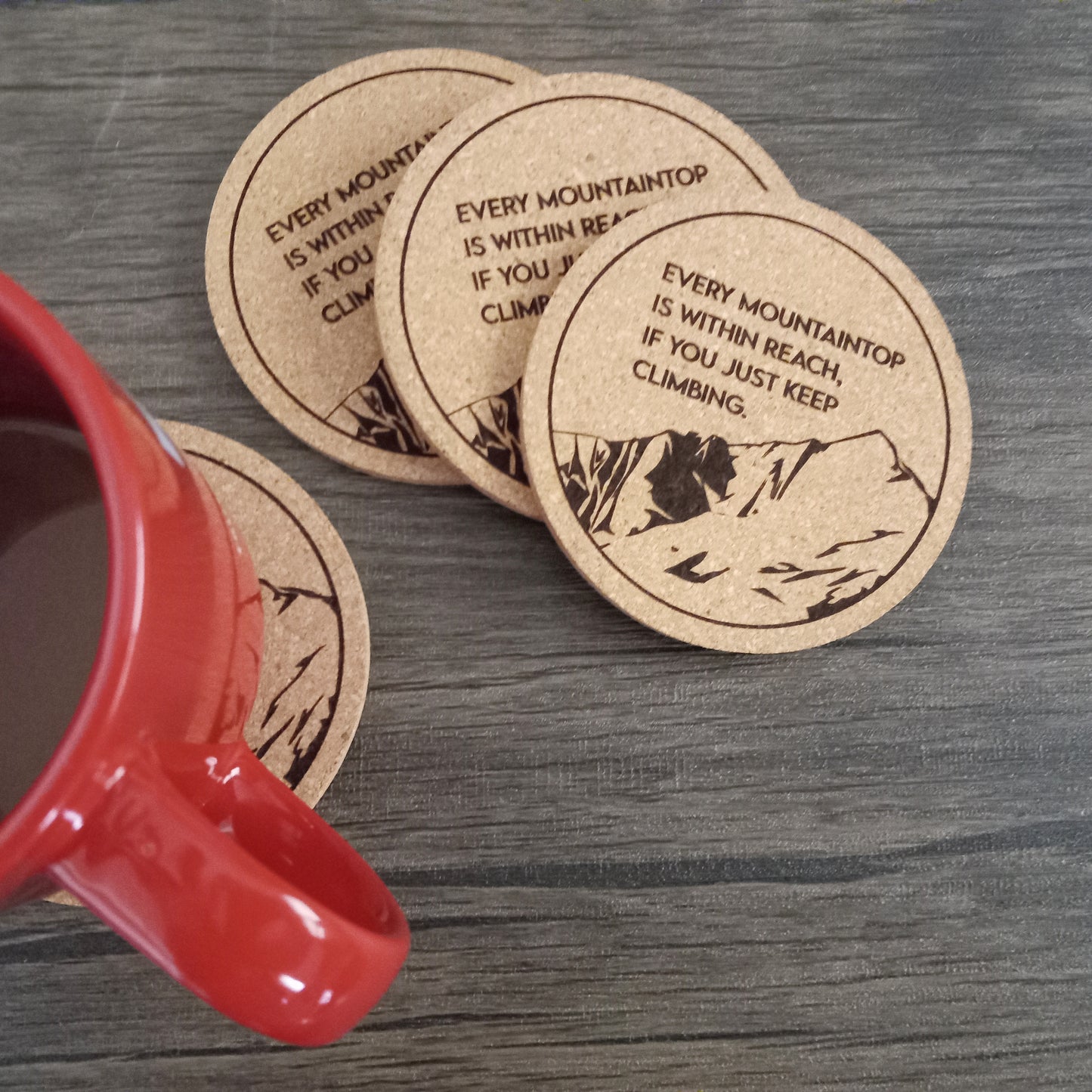 Engraved. Cork Coaster | Set of Four