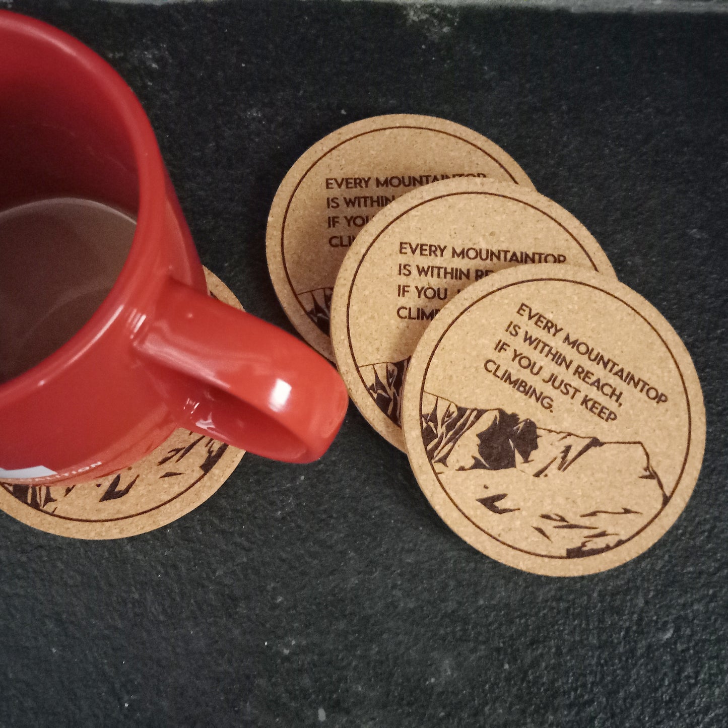 Engraved. Cork Coaster | Set of Four
