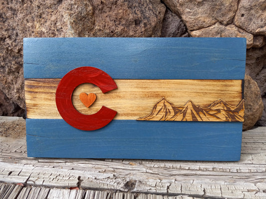 Copy of Rustic Colorado Flag with Mountains | MINI 12" x 6" | Plain