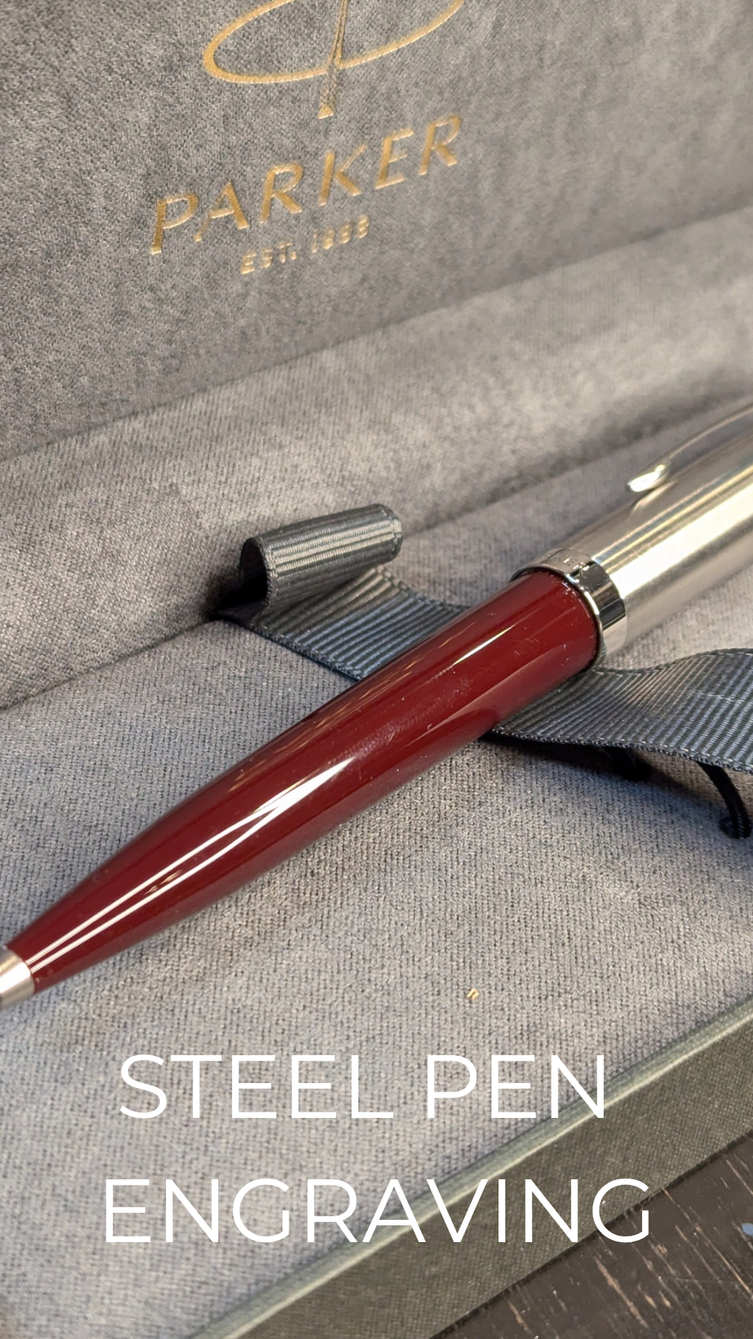 Load video: Parker Pen being laser engraved.