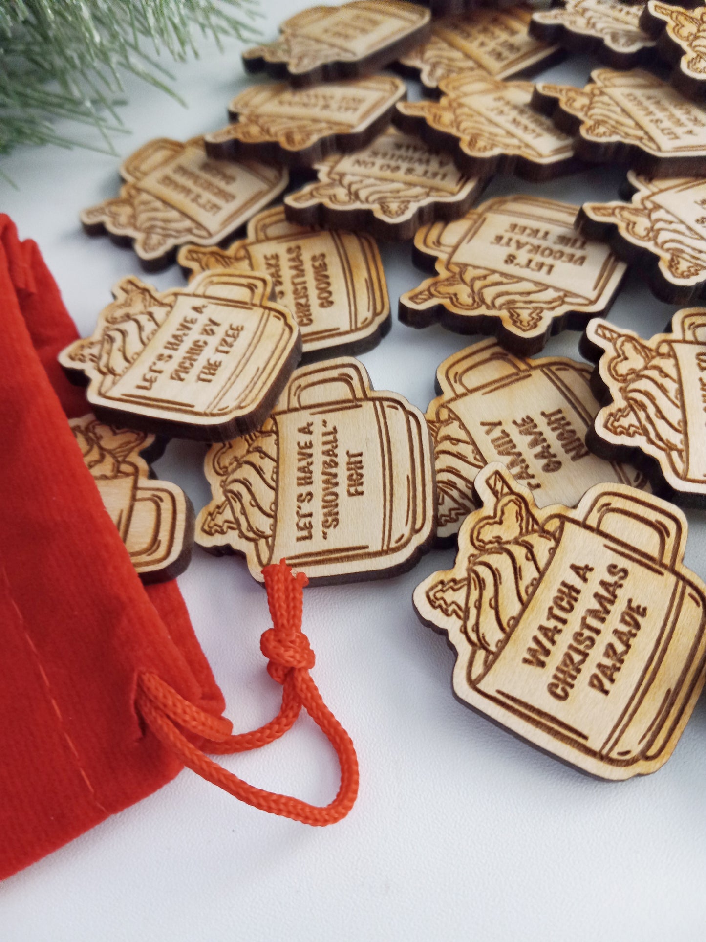 Christmas Activity Tokens | Engraved Wood